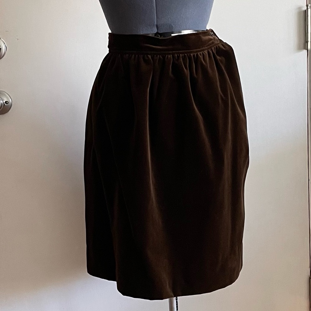 Saint Laurent Rive Gauche Brown Velvet Skirt